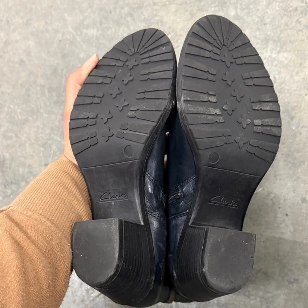 Clarks Dark Leather Ankle Booties